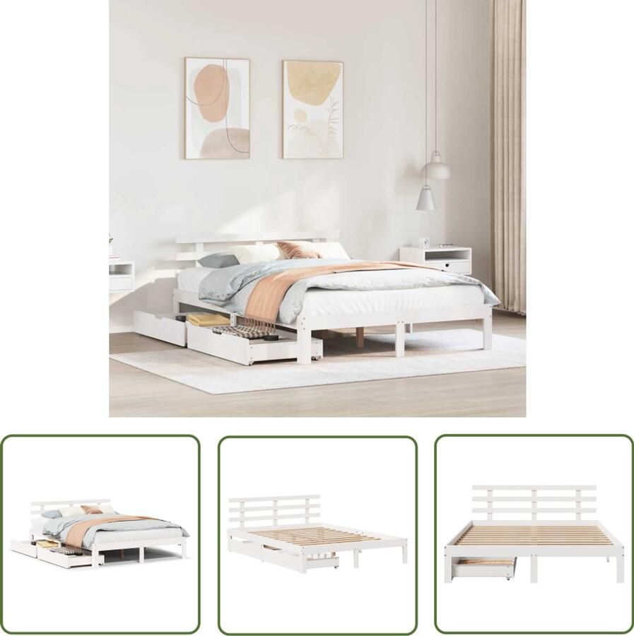 VidaXL Dynamo Meter Sleutelset Bedframe met lades massief grenenhout wit 140x200 cm Gereedschap Set Klik Sleutel Handgereedschap