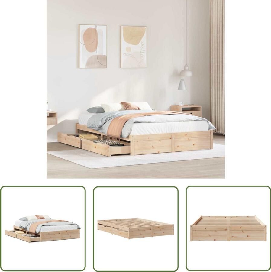 VidaXL Dynamo Meter Sleutelset Bedframe zonder matras massief grenenhout 140x200 cm Gereedschap Set Klik Sleutel Spanner