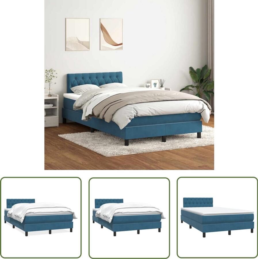 VidaXL Dynamo Meter Sleutelset Boxspring met matras fluweel donkerblauw 120x210 cm Gereedschap Monteursgereedschap Draperpatools