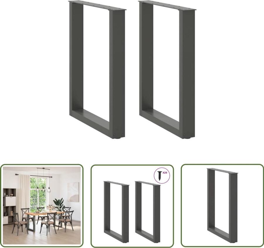 The Living Store Eettafelpoten 2 st U-vormig 70x(72-73) cm staal antraciet Eetkamerstoel Eetkamerset Tafelvoet Metalen Tafelvoet Industrieel Design