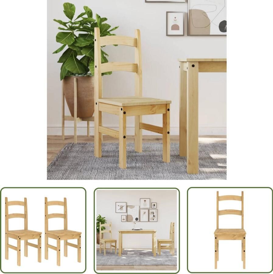 The Living Store Eetkamerstoelen Massief grenenhout 40 x 46 x 99 cm Rustieke uitstraling Eettafel Stoel Eetkamerstoel Grenenhouten Stoel Landelijke Stoel Vintage Stoel