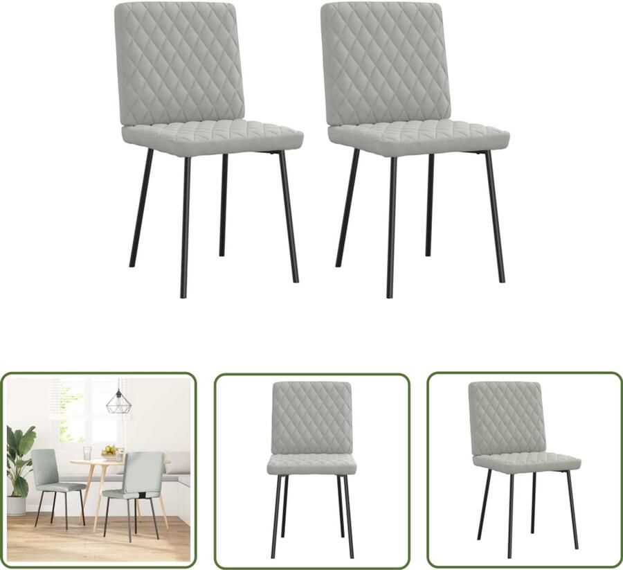 The Living Store Eetkamerstoelen 2 st fluweel lichtgrijs Eettafel Stoel Eetkamerstoel Velours Stoel Licht Grijze Stoel Comfortabele Stoel