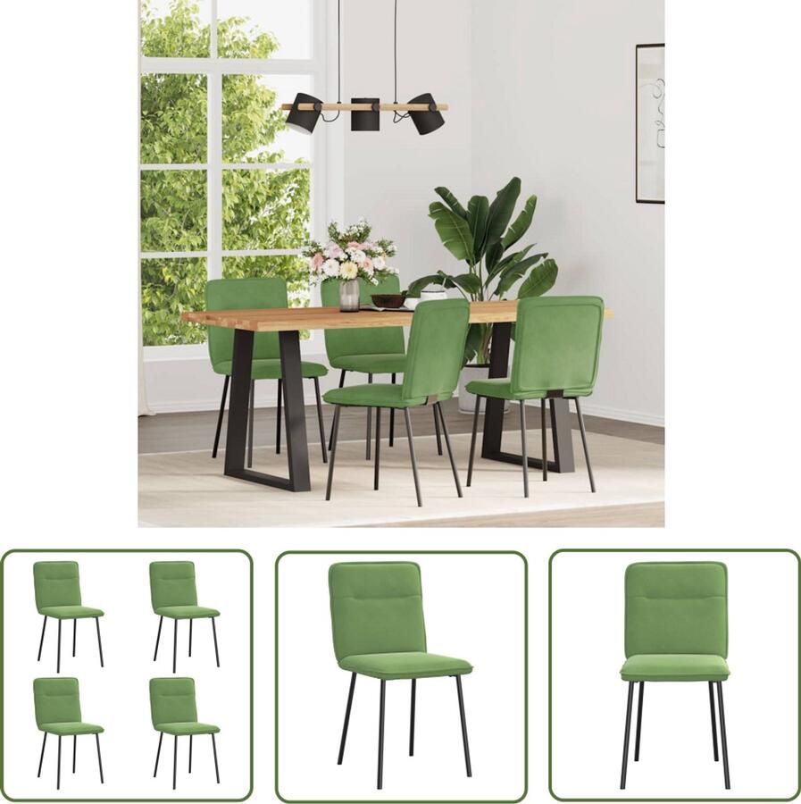 The Living Store Eetkamerstoelen 4 st fluweel lichtgroen Eettafel Stoel Eetkamerstoel Velours Stoel Groene Stoel Moderne Stoel