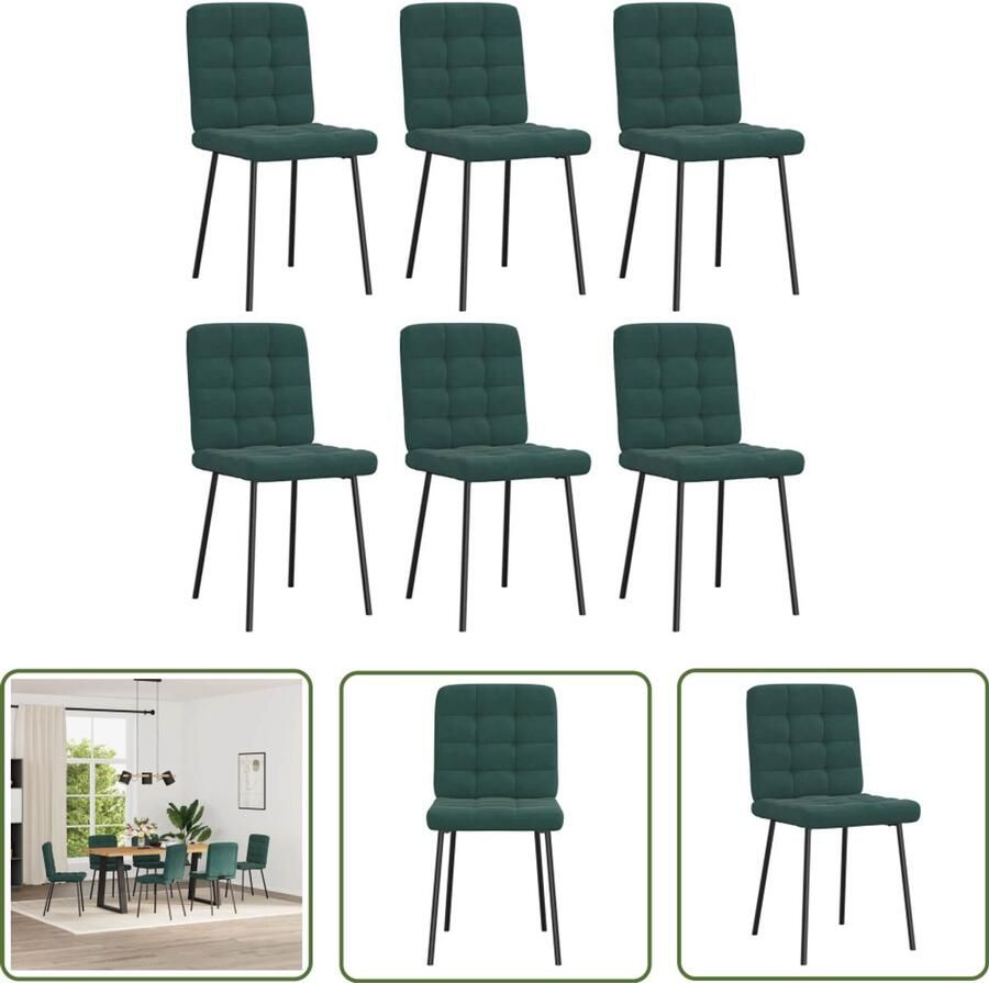 The Living Store Eetkamerstoelen 6 st fluweel donkergroen Eettafel Stoel Eetkamerstoel Velours Stoel Donkere Stoel Moderne Stoel