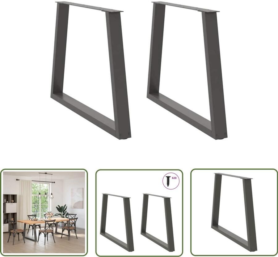 The Living Store Eettafelpoten 2 st V-vormig 100x(72-73 3) cm staal antraciet Eettafelpoten Eetkamerstoel Tafelbenen Industrieel Design Metalen Tafelpoten