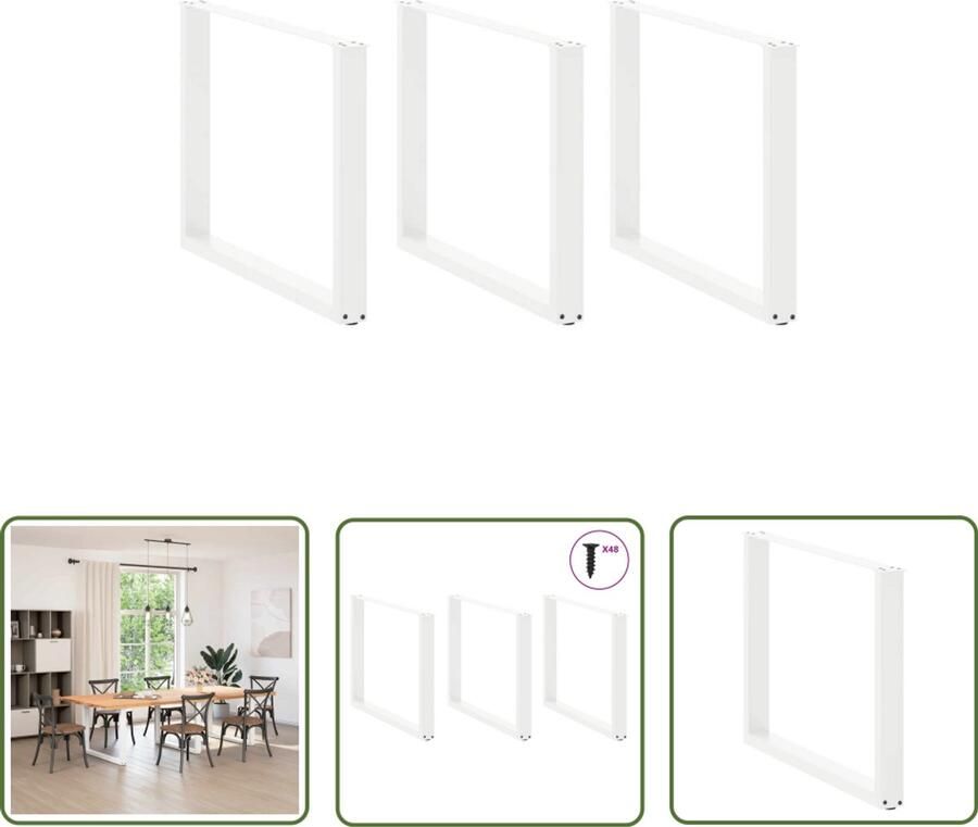 The Living Store Eettafelpoten 2 st U-vormig 100x(72-73) cm staal wit Eettafelpoten Eetkamerstoel Tafelvoet Metalen Tafelpoot Witte Tafelpoot