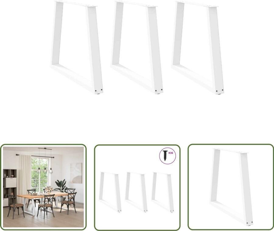 The Living Store Eettafelpoten 3 st V-vormig 80x(72-73 3) cm staal wit Eettafelpoten Eetkamerstoel Salontafelpoten Staal Poten Industriële Design