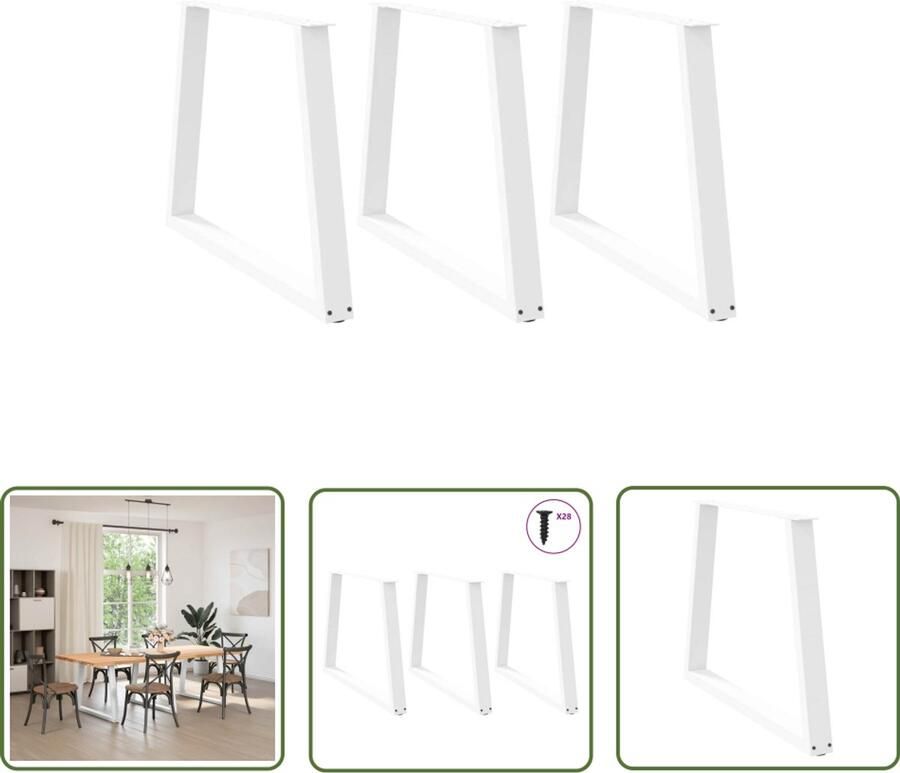 The Living Store Eettafelpoten 3 st V-vormig 90x(72-73 3) cm staal wit Eettafelpoten Eetkamerstoel Salontafelpoten Tafelvoet Modern Design