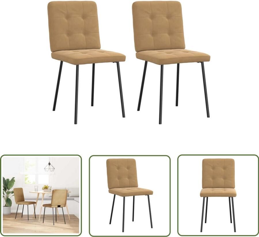 The Living Store Eetkamerstoelen 2 st fluweel bruin Eettafelstoel Eetkamerstoel Velours Stoel Bruine Stoel Moderne Stoel