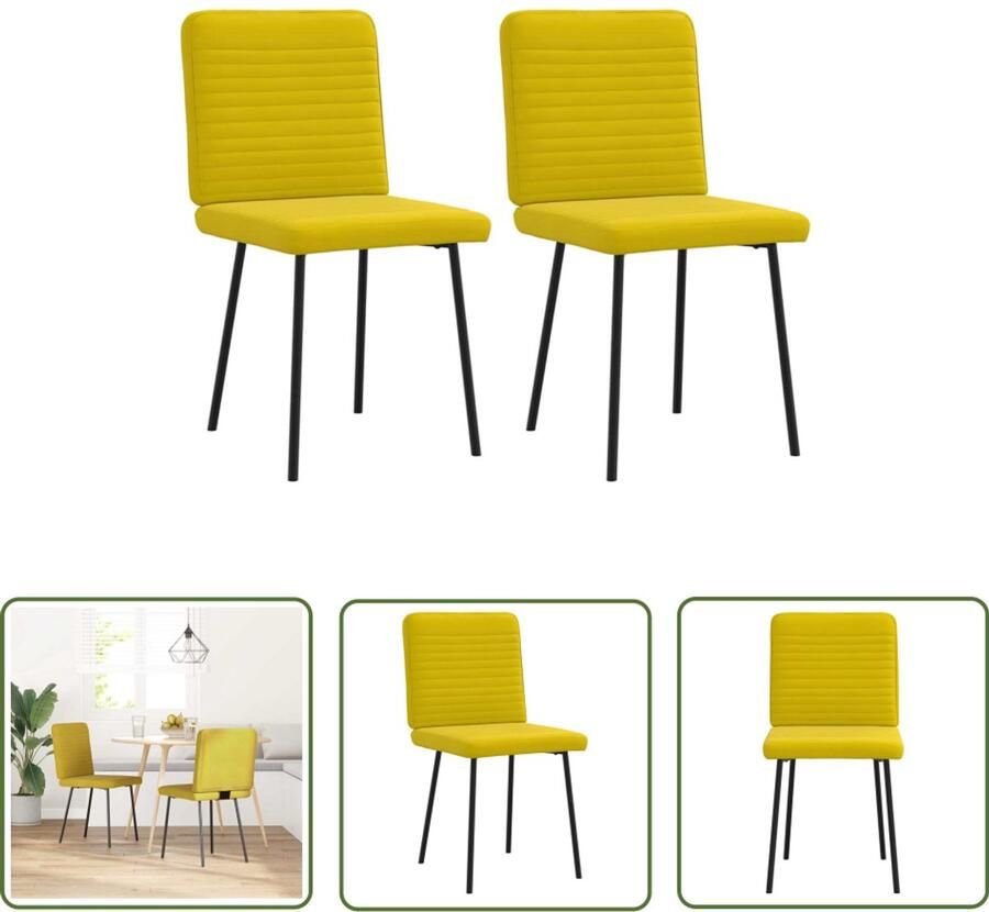 The Living Store Eetkamerstoelen 2 st fluweel geel Eettafelstoel Eetkamerstoel Velours Stoel Gelamineerd Meubilair Comfortabele Stoel