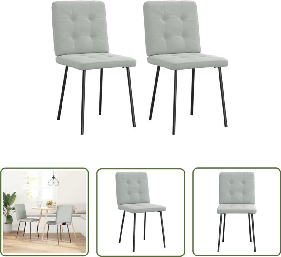 The Living Store Eetkamerstoelen 2 st fluweel lichtgrijs Eettafelstoel Eetkamerstoel Velours Stoel Licht Grijze Stoel Comfortabele Stoel