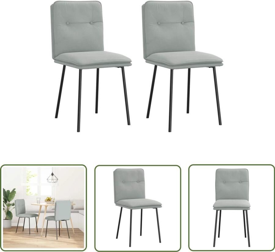 The Living Store Eetkamerstoelen 2 st fluweel lichtgrijs Eettafelstoel Eetkamerstoel Velours Stoel Moderne Stoel Comfortabele Stoel