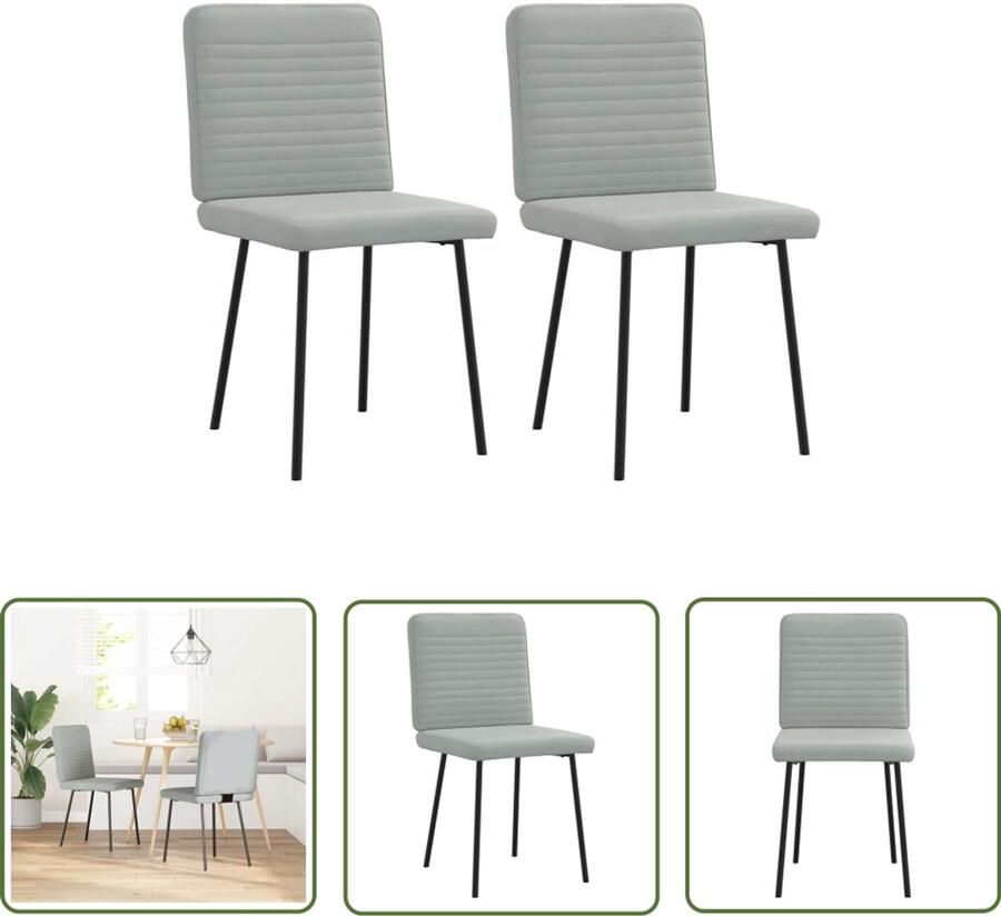 The Living Store Eetkamerstoelen 2 st fluweel lichtgrijs Eettafelstoel Eetkamerstoel Velours Stoel Moderne Stoel Elegante Stoel