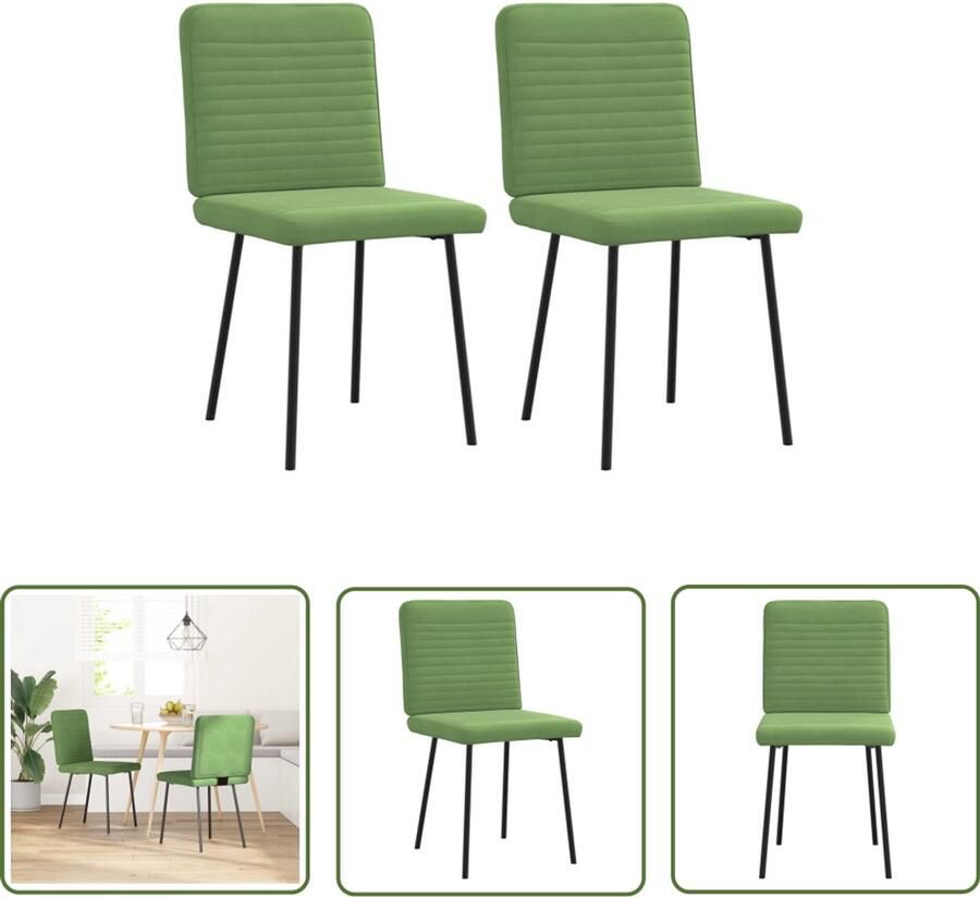 The Living Store Eetkamerstoelen 2 st fluweel lichtgroen Eettafelstoel Eetkamerstoel Velours Stoel Groene Stoel Comfortabele Stoel - Foto 2