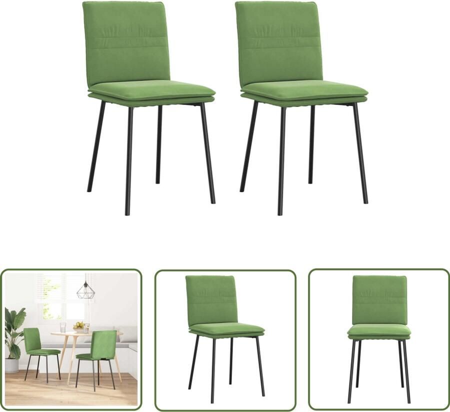 The Living Store Eetkamerstoelen 2 st fluweel lichtgroen Eettafelstoel Eetkamerstoel Velours Stoel Groene Stoel Moderne Stoel