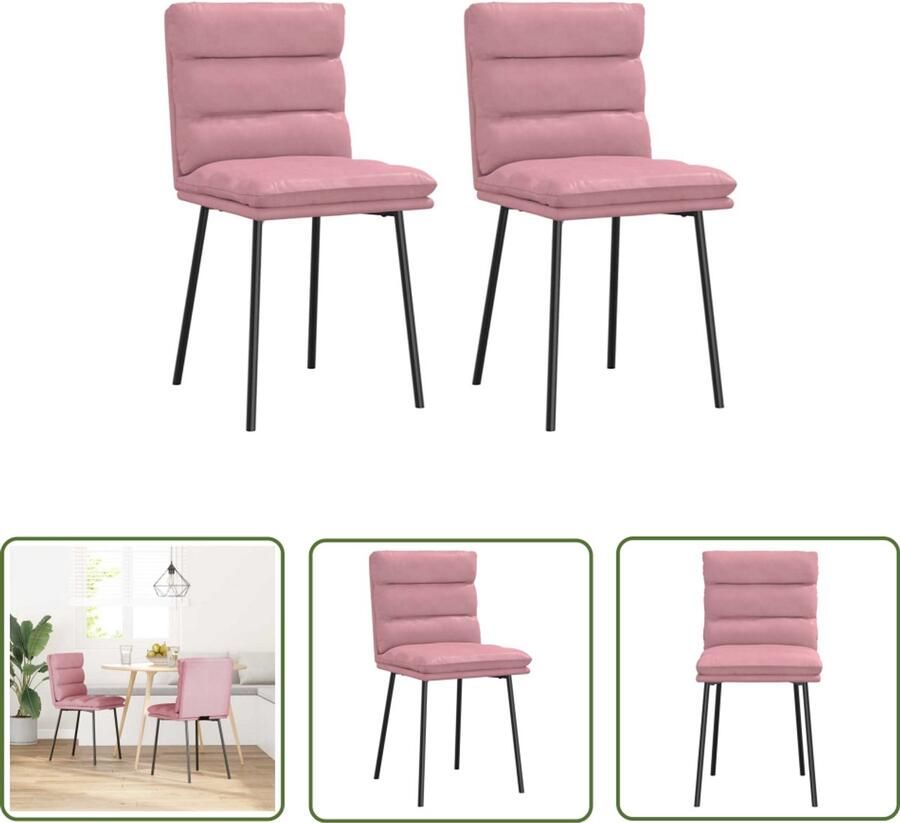 The Living Store Eetkamerstoelen 2 st fluweel roze Eettafelstoel Eetkamerstoel Velours Stoel Roze Stoel Design Stoel