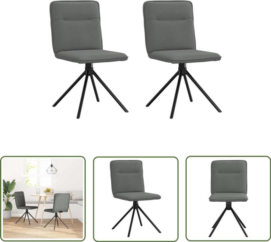The Living Store Eetkamerstoelen 2 st stof donkergrijs Eettafelstoel Eetkamerstoel Donkere Stoel Comfortabele Stoel Draaibare Stoel