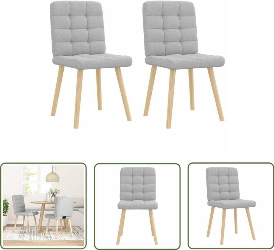 The Living Store Eetkamerstoelen 2 st stof wolk grijs Eettafelstoel Eetkamerstoel Moderne Stoel Grijze Stoel Comfortabele Stoel