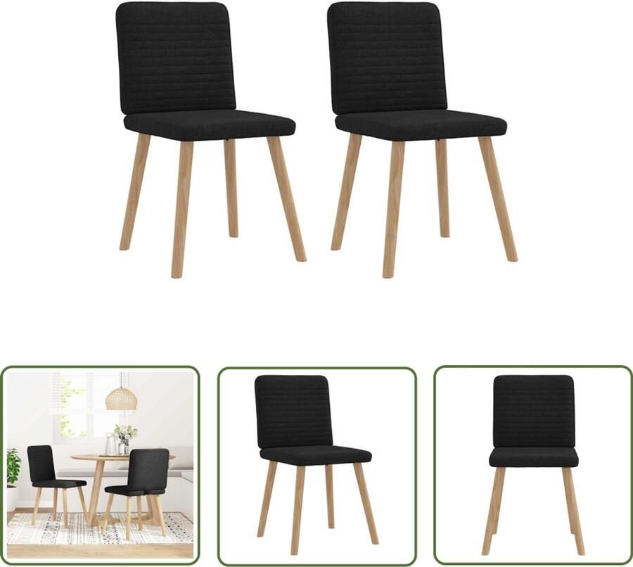 The Living Store Eetkamerstoelen 2 st stof zwart Eettafelstoel Eetkamerstoel Zwarte Stoel Comfortabele Stoel Design Stoel