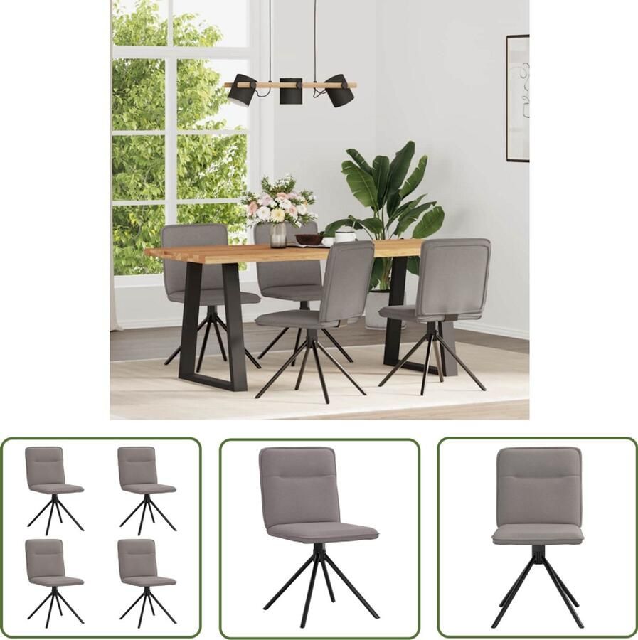 The Living Store Eetkamerstoelen 4 st draaibaar stof taupe Eettafelstoel Eetkamerstoel Taupe Stoel Moderne Stoel Comfortabele Stoel