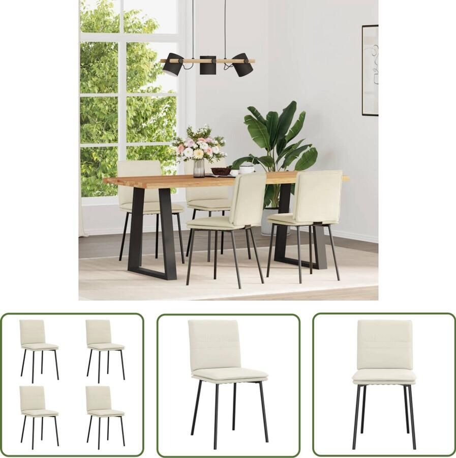 The Living Store Eetkamerstoelen 4 st fluweel crèmekleurig Eettafelstoel Eetkamerstoel Velours Stoel Comfortabele Stoel Moderne Stoel