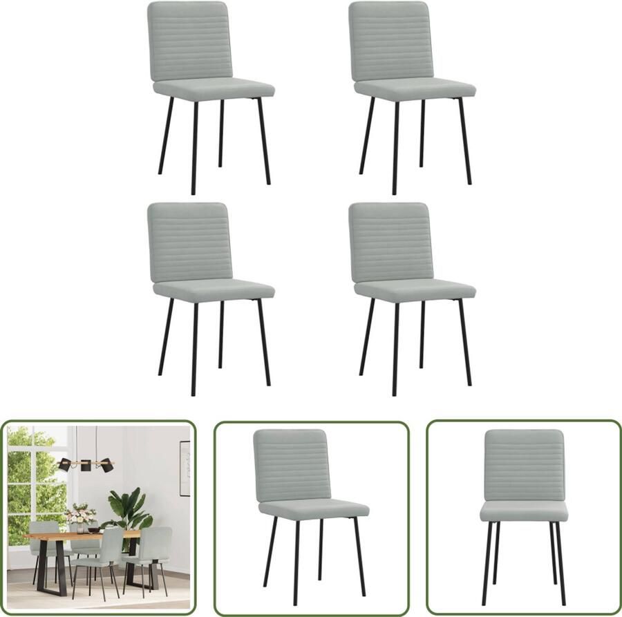 The Living Store Eetkamerstoelen 4 st fluweel lichtgrijs Eettafelstoel Eetkamerstoel Fluweel Stoel Velours Stoel Licht Grijze Stoel
