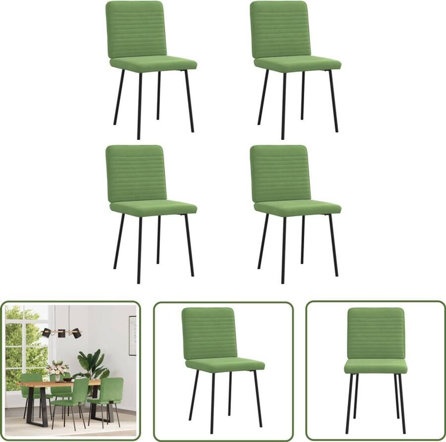 The Living Store Eetkamerstoelen 4 st fluweel lichtgroen Eettafelstoel Eetkamerstoel Fluweel Stoel Groene Stoel Moderne Stoel