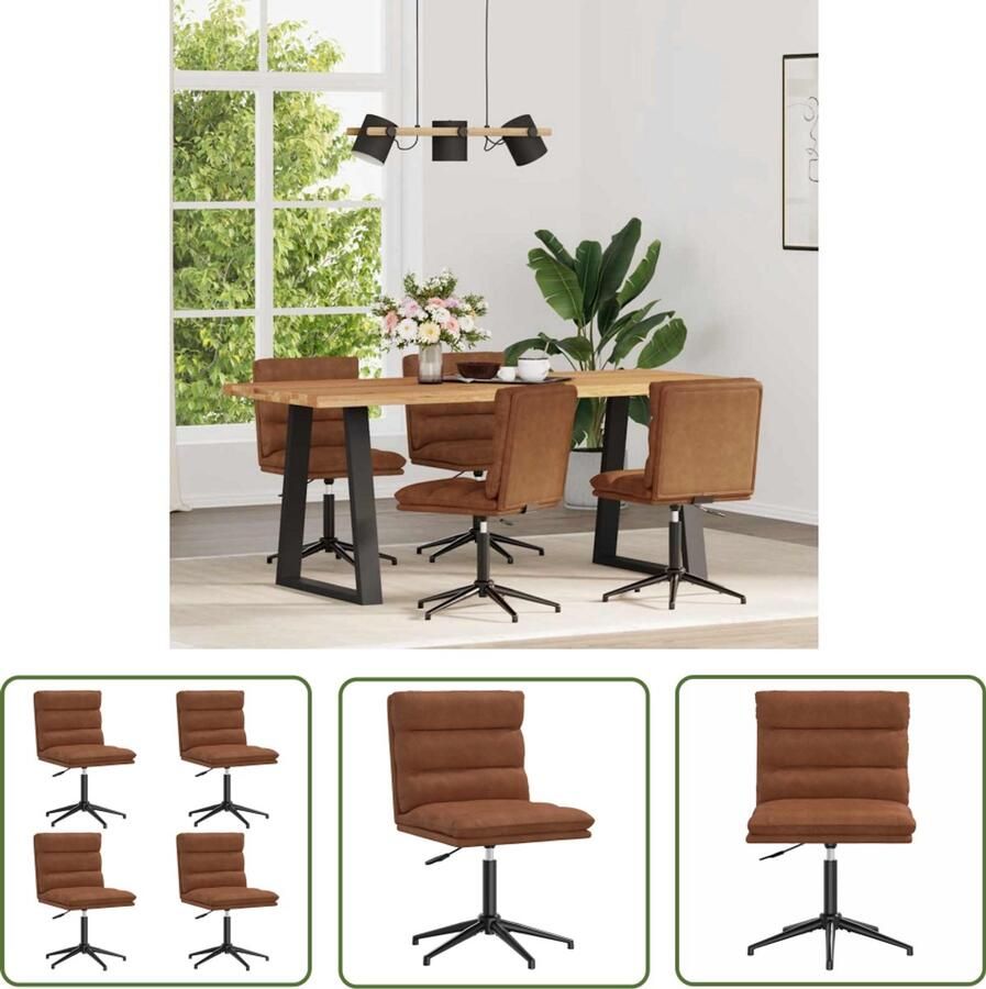 The Living Store Eetkamerstoelen 4 st kunstleer bruin Eettafelstoel Eetkamerstoel Bruine Stoel Kunstleren Stoel Ergonomische Stoel