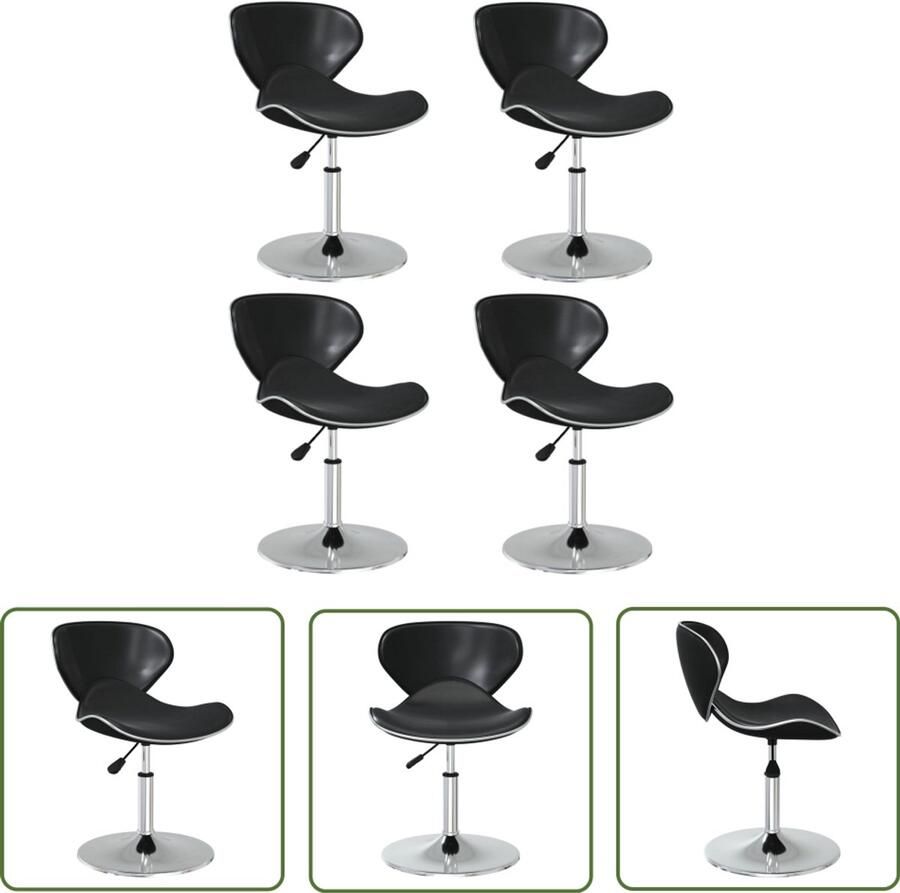 The Living Store Eetkamerstoelen 4 st kunstleer zwart Eettafelstoel Eetkamerstoel Designstoel Zwarte Stoel Kunstlederen Stoel