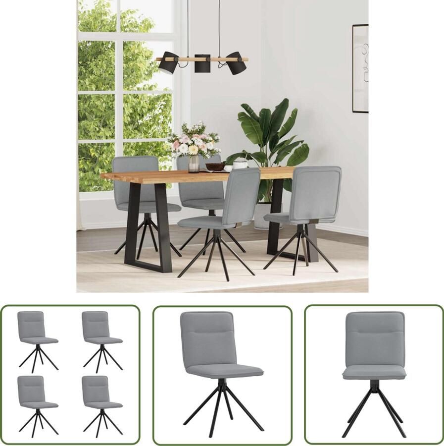 The Living Store Eetkamerstoelen 4 st stof lichtgrijs Eettafelstoel Eetkamerstoel Comfortabele Stoel Licht Grijze Stoel Modern Meubilair