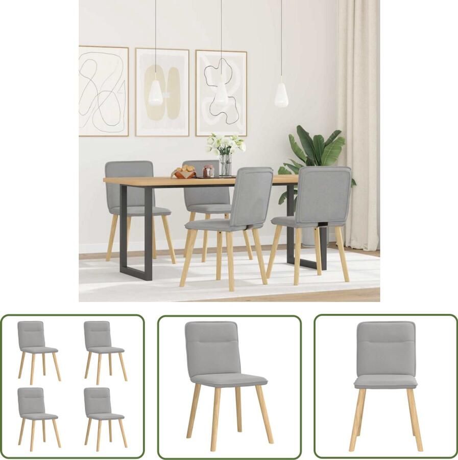 The Living Store Eetkamerstoelen 4 st stof wolk grijs Eettafelstoel Eetkamerstoel Lounge Stoel Velours Stoel Grijs Meubilair
