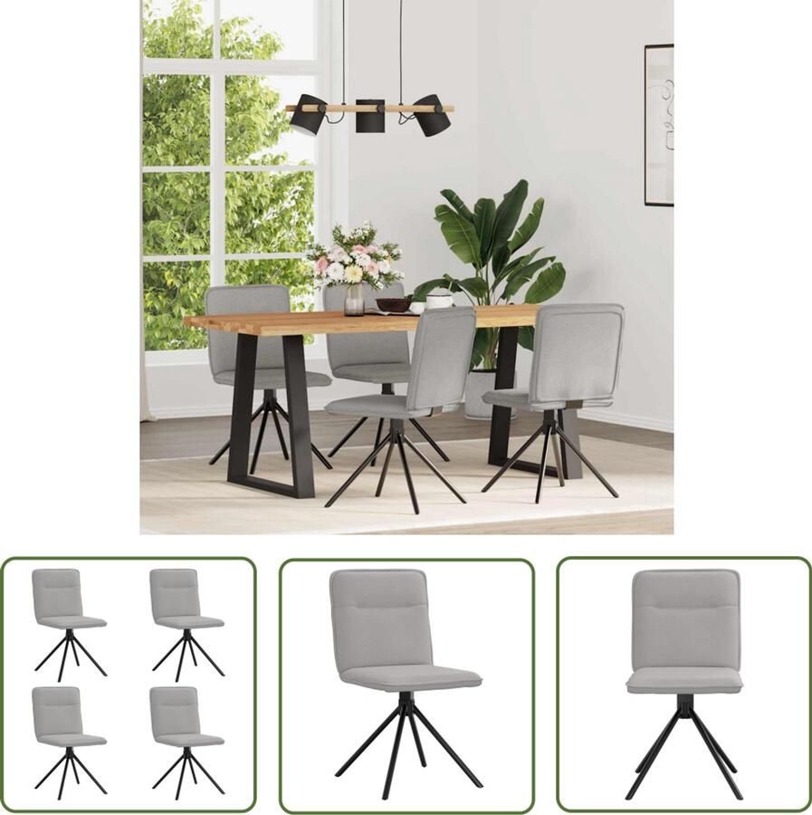 The Living Store Eetkamerstoelen 4 st stof wolk grijs Eettafelstoel Eetkamerstoel Woonkamersstoel Lounge Stoel Velours Stoel