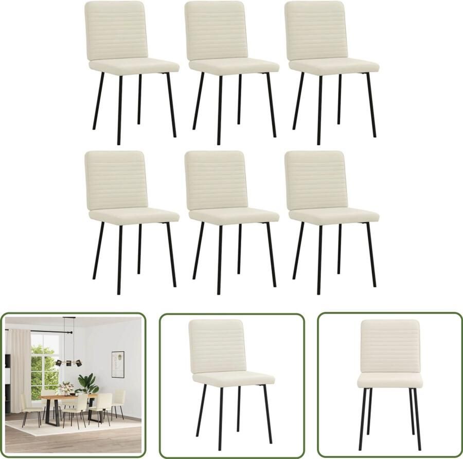The Living Store Eetkamerstoelen 6 st fluweel crèmekleurig Eettafelstoel Eetkamerstoel Velours Stoel Comfortabele Stoel Moderne Stoel