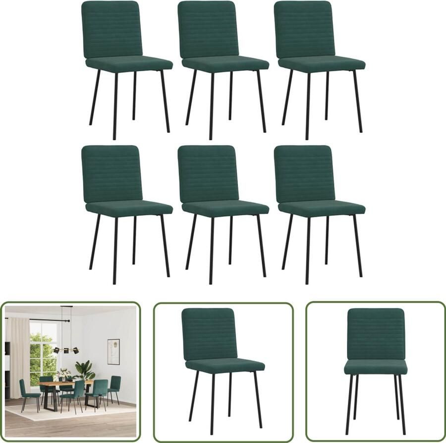 The Living Store Eetkamerstoelen 6 st fluweel donkergroen Eettafelstoel Eetkamerstoel Velours Stoel Donkere Stoel Elegante Stoel