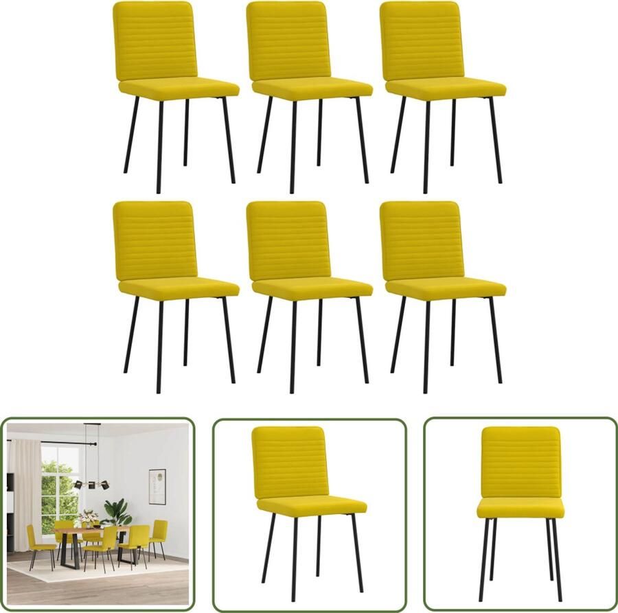 The Living Store Eetkamerstoelen 6 st fluweel geel Eettafelstoel Eetkamerstoel Velours Stoel Gelbe Stoel Comfortabele Stoel