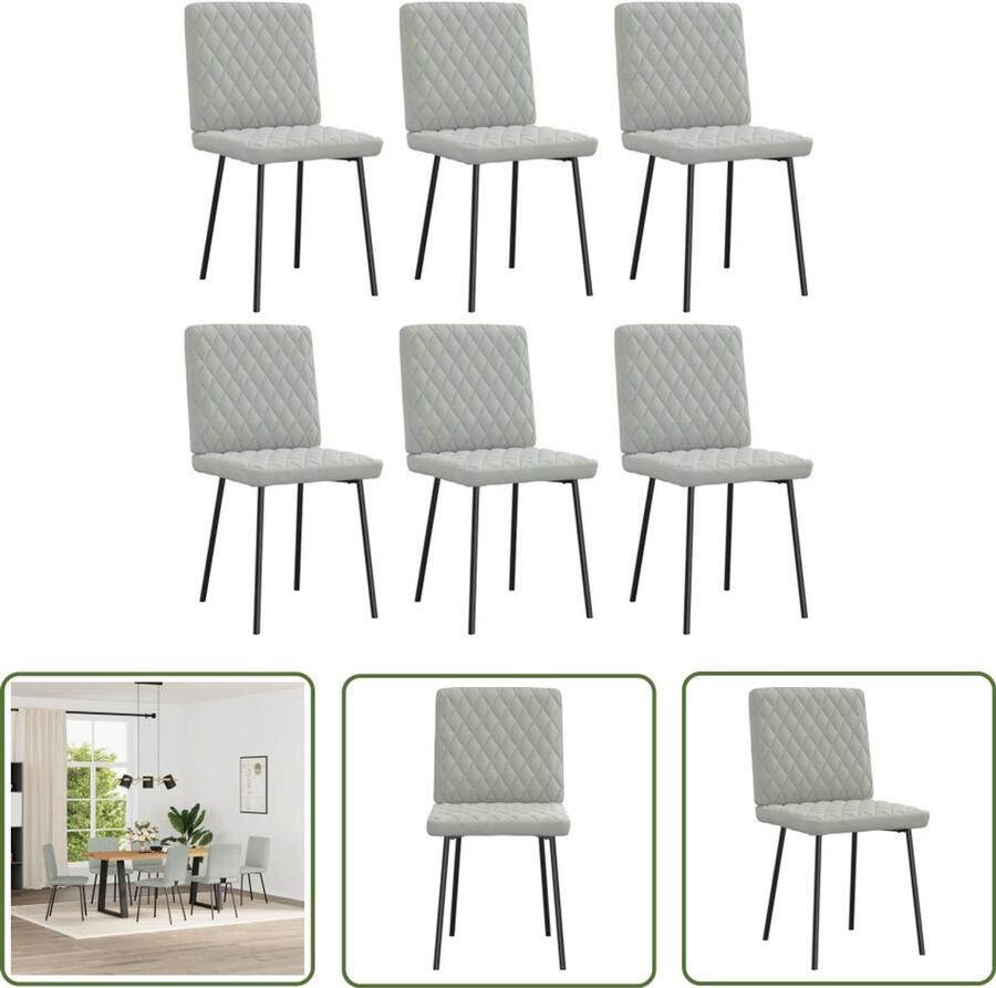 The Living Store Eetkamerstoelen 6 st fluweel lichtgrijs Eettafelstoel Eetkamerstoel Velours Stoel Comfortabele Stoel Elegante Stoel