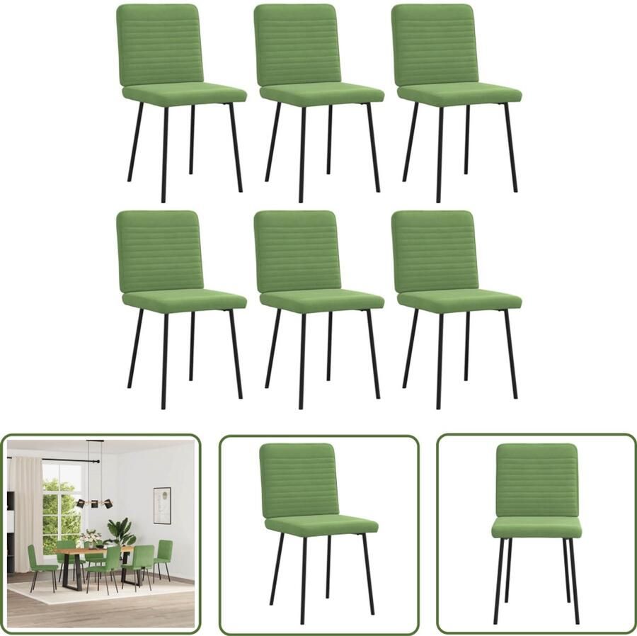 The Living Store Eetkamerstoelen 6 st fluweel lichtgroen Eettafelstoel Eetkamerstoel Velours Stoel Groene Stoel Comfortabele Stoel