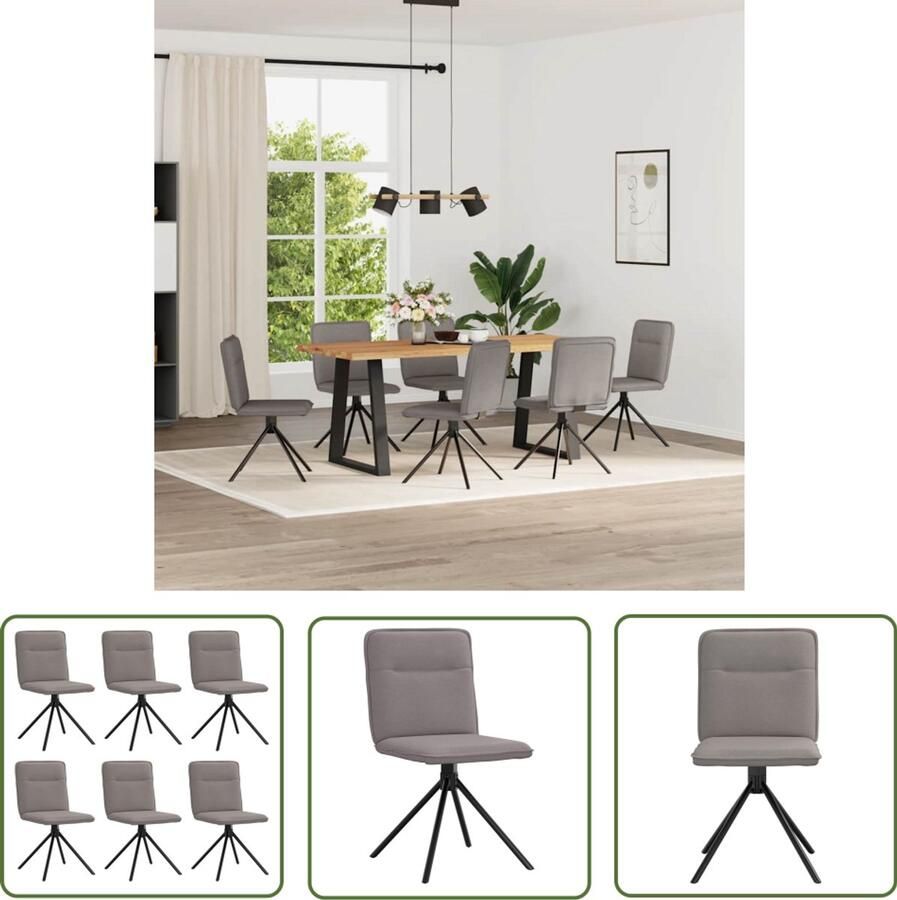 The Living Store Eetkamerstoelen 6 st stof taupe Eettafelstoel Eetkamerstoel Taupe Stoel Lounge Stoel Comfortabele Stoel