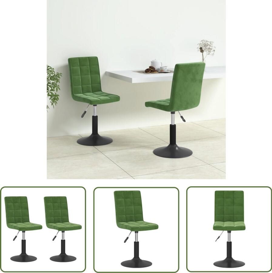 The Living Store Eetkamerstoelen draaibaar 2 st fluweel donkergroen Eettafelstoel Eetkamerstoel Velours Stoel Donkere Stoel Draaistool