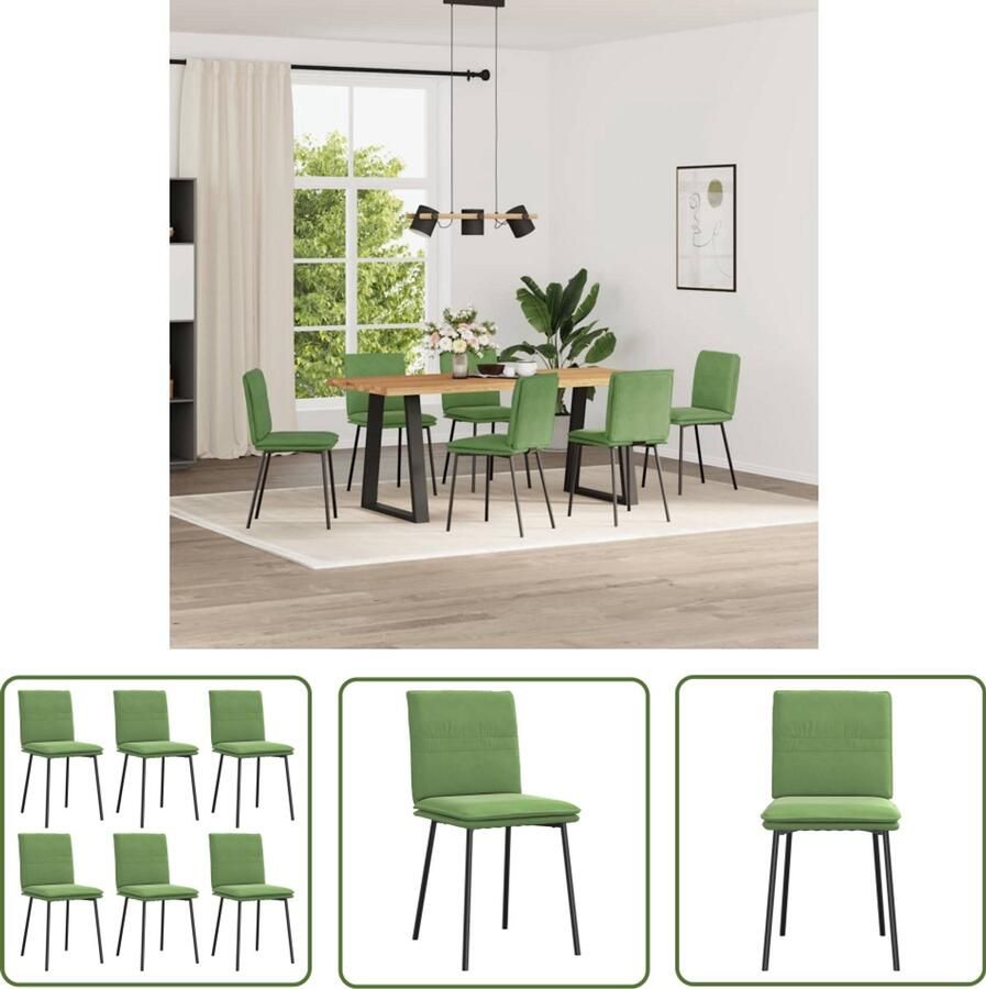 The Living Store Eetkamerstoelen 6 st fluweel lichtgroen Eetzit Eetkamerstoel Velours Stoel Groene Stoel Moderne Stoel