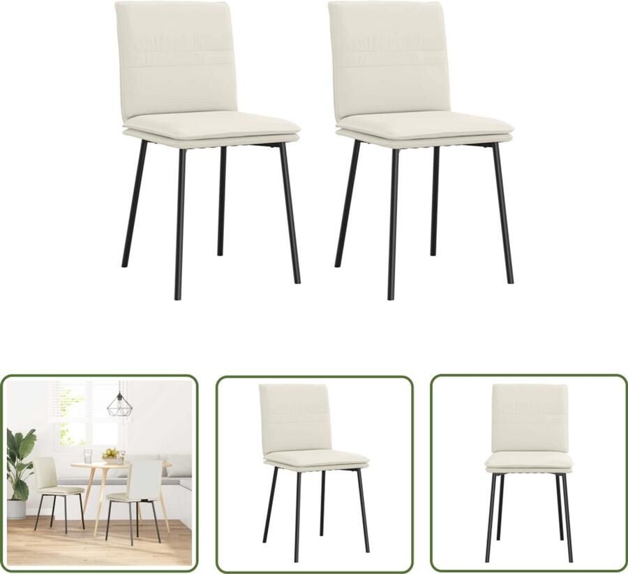 The Living Store Eetkamerstoelen 2 st fluweel crèmekleurig Eetzitcomfort Eetkamerstoel Fluweel Stoel Luxe Stoel Creme Kleur