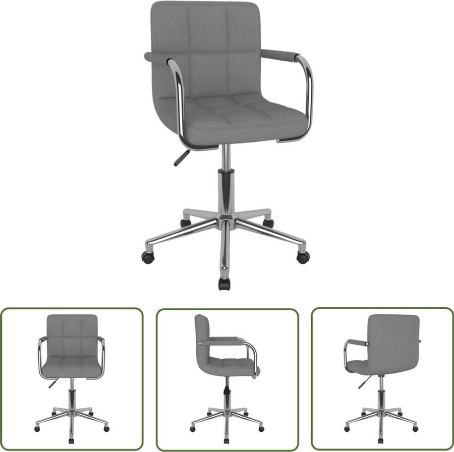 The Living Store Eetkamerstoel draaibaar stof lichtgrijs Draaibare Eetkamerstoel Grijs Comfortabele Stoel Design Stoel Moderne Eetkamerstoel
