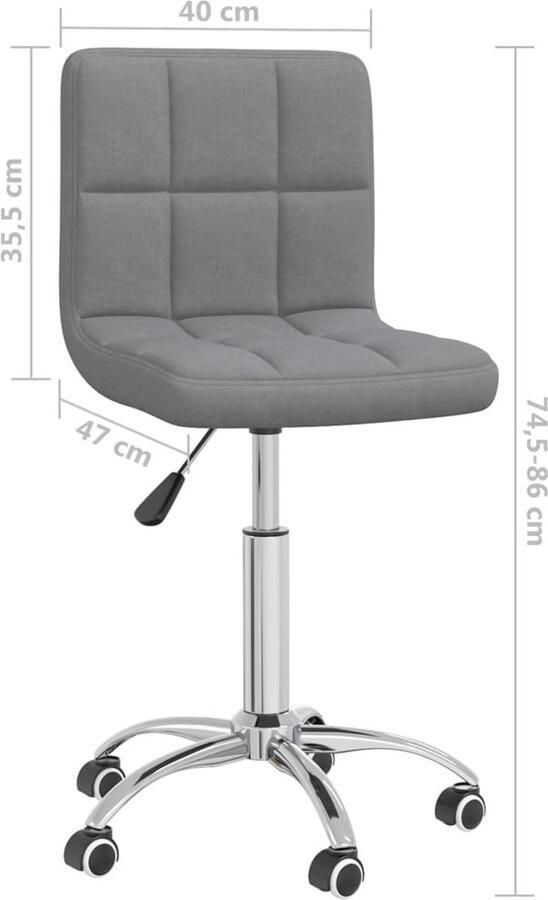 The Living Store bureaustoel verstelbaar en draaibaar lichtgrijs stof 40 x 47 x (74.5 86) cm Kantorstoel Bureaustoel Draaibare Stoel Verstelbare Stoel Licht Grijze Stoel