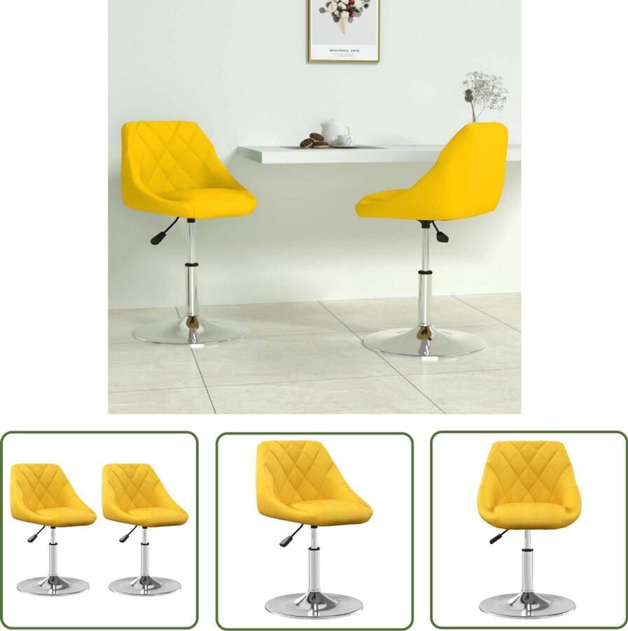 The Living Store Eetkamerstoelen draaibaar 2 st fluweel mosterdgeel Draaibare Eetkamerstoel Eetkamerstoelen Fluweel Stoel Mosterdgeel Meubels Design Stoel