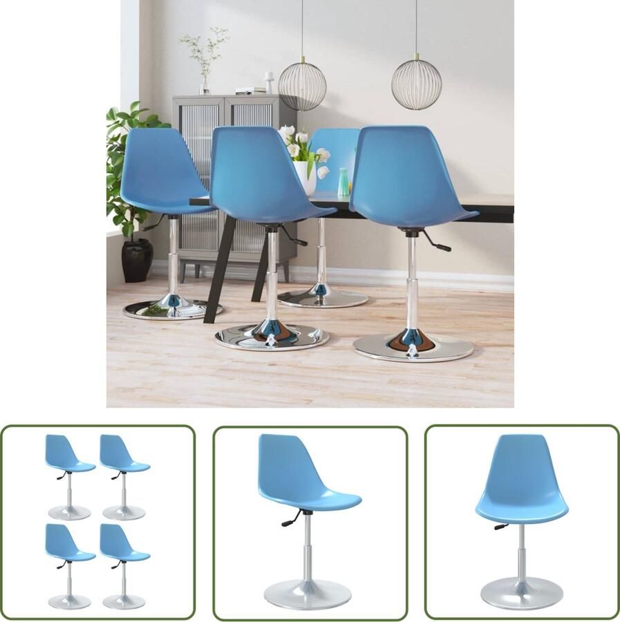 The Living Store Eetkamerstoelen Polypropyleen 46x56 cm Blauw Draaibare Eetkamerstoelen Kunststoffen Meubels Blauwe Meubels Comfortabele Stoelen - Foto 2
