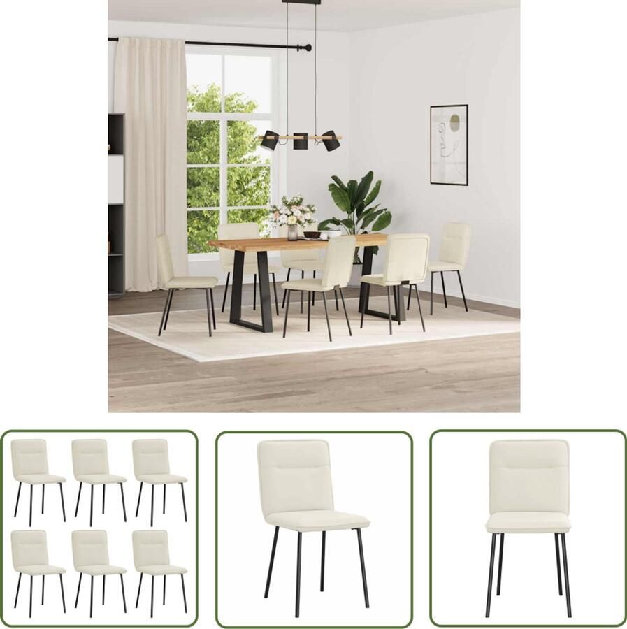 The Living Store Eetkamerstoelen 6 st fluweel crèmekleurig Eetzalen Stoelen Eetkamerstoelen Velours Stoelen Creme Meubels Comfortabele Stoelen