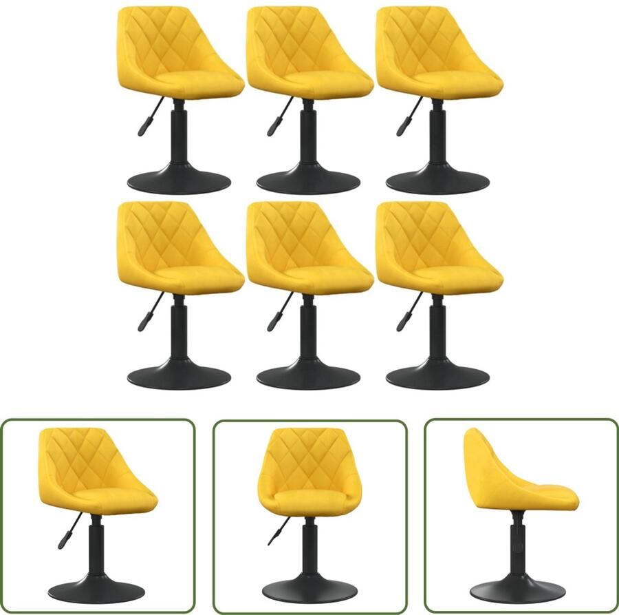The Living Store Eetkamerstoelen draaibaar 6 st fluweel mosterdgeel Draaibare Eetkamerstoelen Fluweel Mosterdgeel Meubels Vintage Eetkamerstoelen Design Eetkamerstoelen