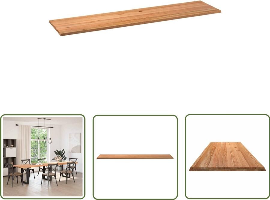 The Living Store Tafelblad rechthoekig 320x80x4 2cm massief eikenhout lichtbruin Eikenhouten Tafelblad Eetkamertafel Salontafel Rechte Tafel Grote Tafel