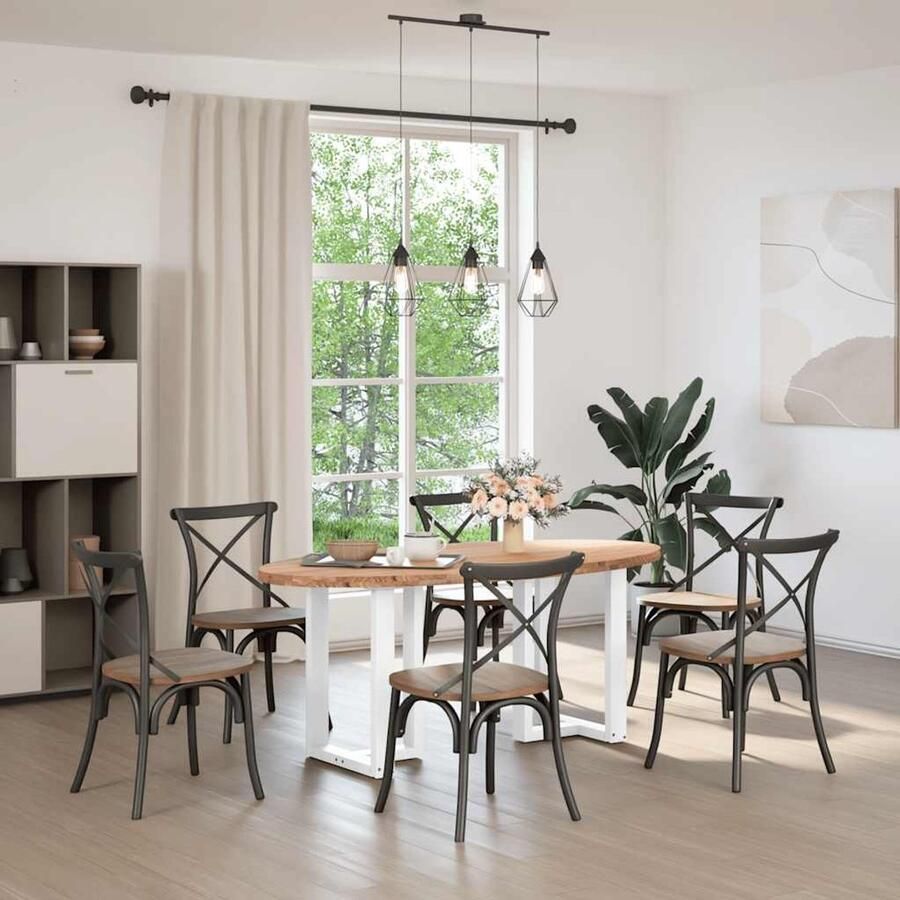 The Living Store Eettafel 180x90x74 cm ovaal massief eikenhout lichtbruin Eetkamertafel Eikenhouten Tafel Ronde Tafel Grote Tafel Solide Tafel