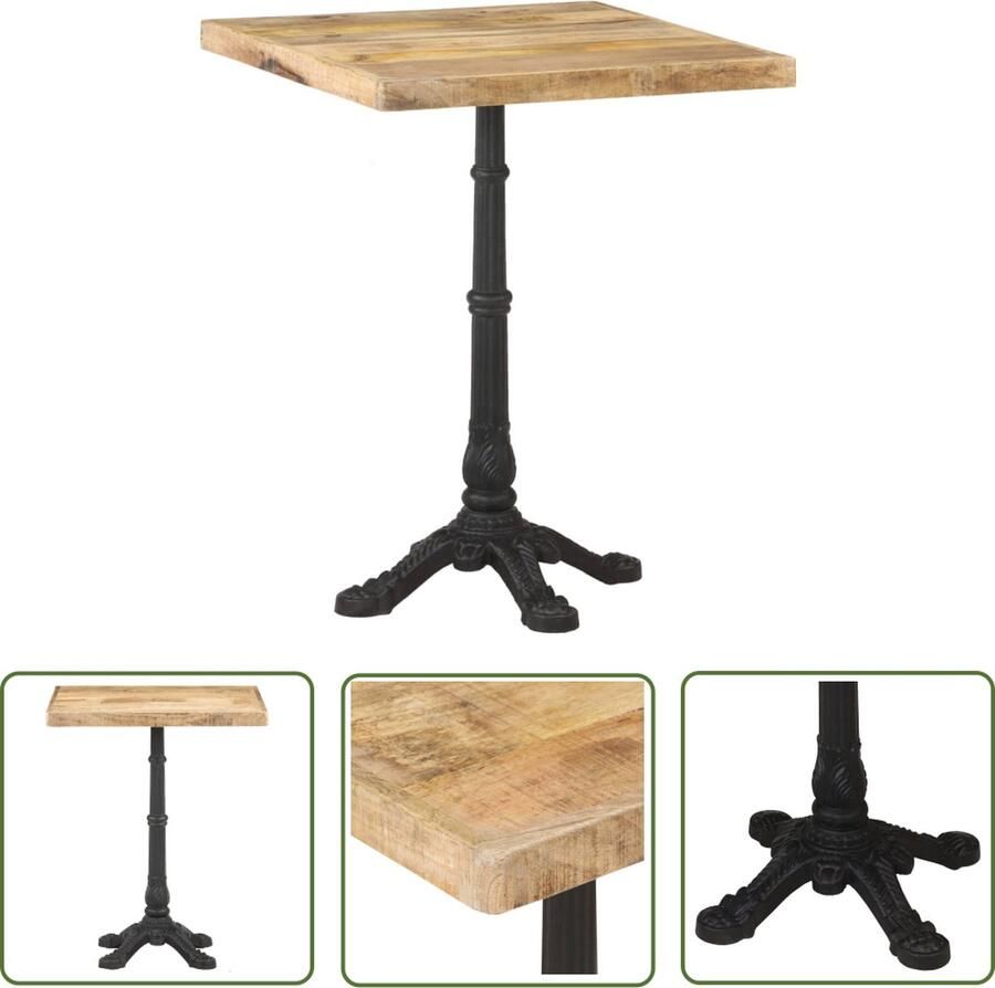 VidaXL Bistrotafel 60x60x77 cm ruw mangohout Bistrotafel Eettafel Mangohouten Tafel Vintage Tafel Industriële Tafel